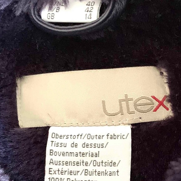 UTEX Purple Suede Faux Fur Lined Winter Coat - Picture 4 of 10